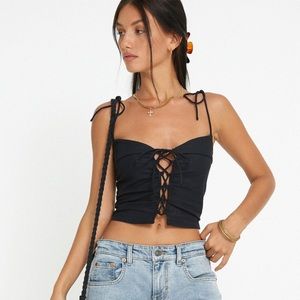 motel rocks black corset cami tank